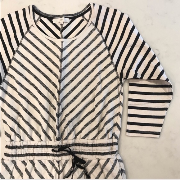 LOFT striped cotton drawstring waist dress - Picture 2 of 3